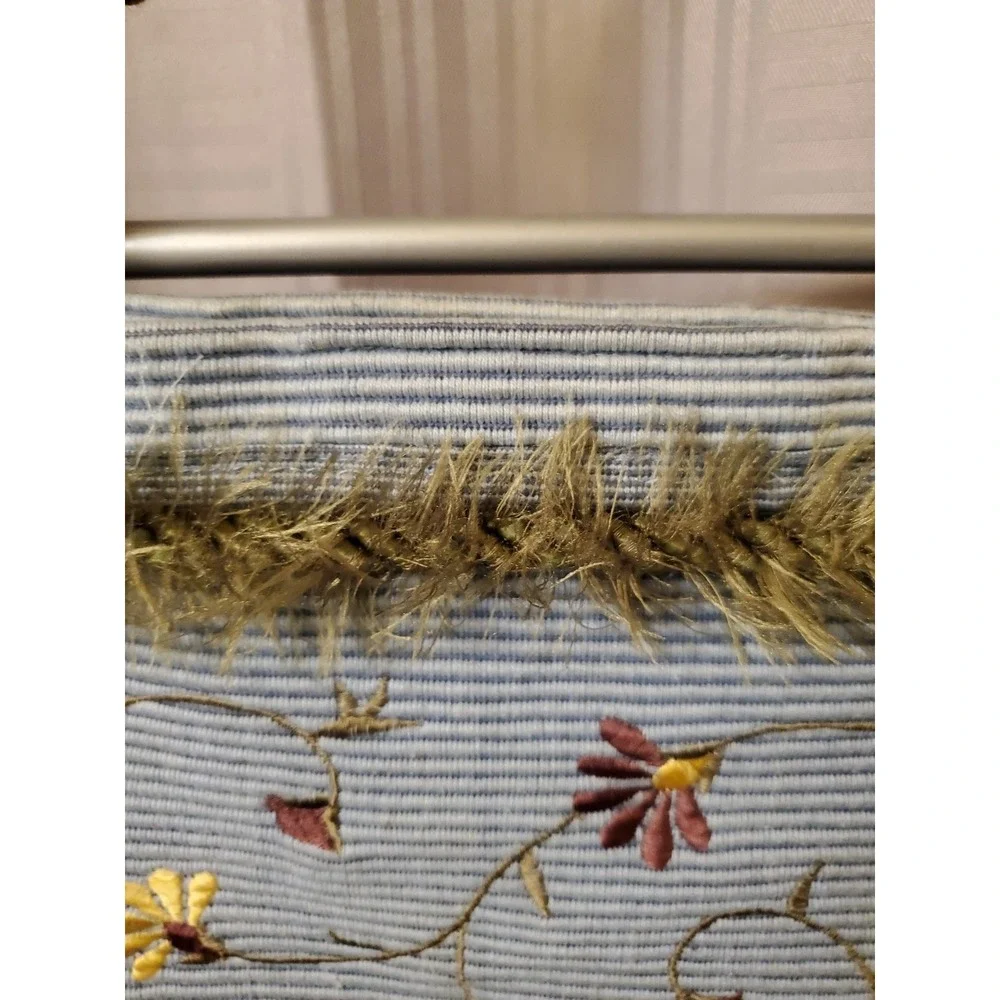 Blue Floral Embroidered Tote Bag Purse 12